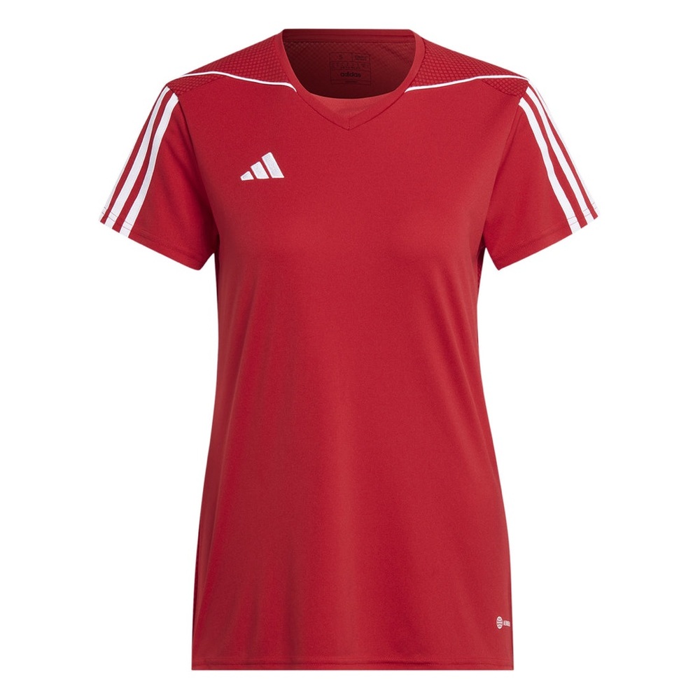 ADIDAS Tiro 23 Women's Red Soccer Jersey with White Stripes